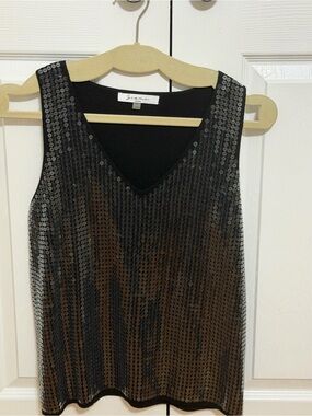 SIONI Shimmery Sequin Black Tank knit Worn once!